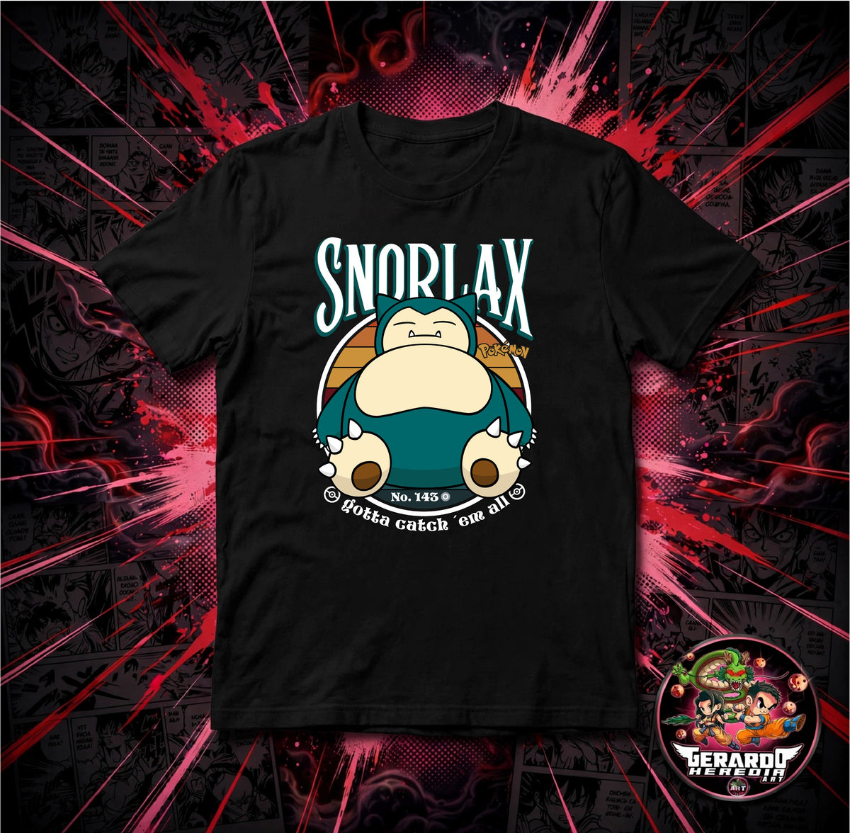 Pokemon Snorlax No 143 Anime T-Shirt - H-Art Edition