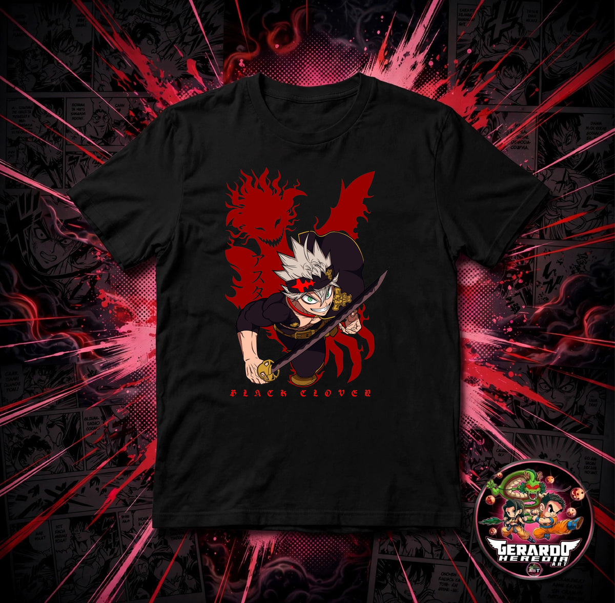 Black Clover Asta Demon Slayer Anime T-Shirt - H-Art Edition
