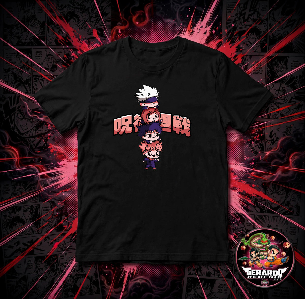 Jujutsu Kaisen Chibi Gojo Nobara Megumi Yuji Anime T-Shirt - H-Art Edition