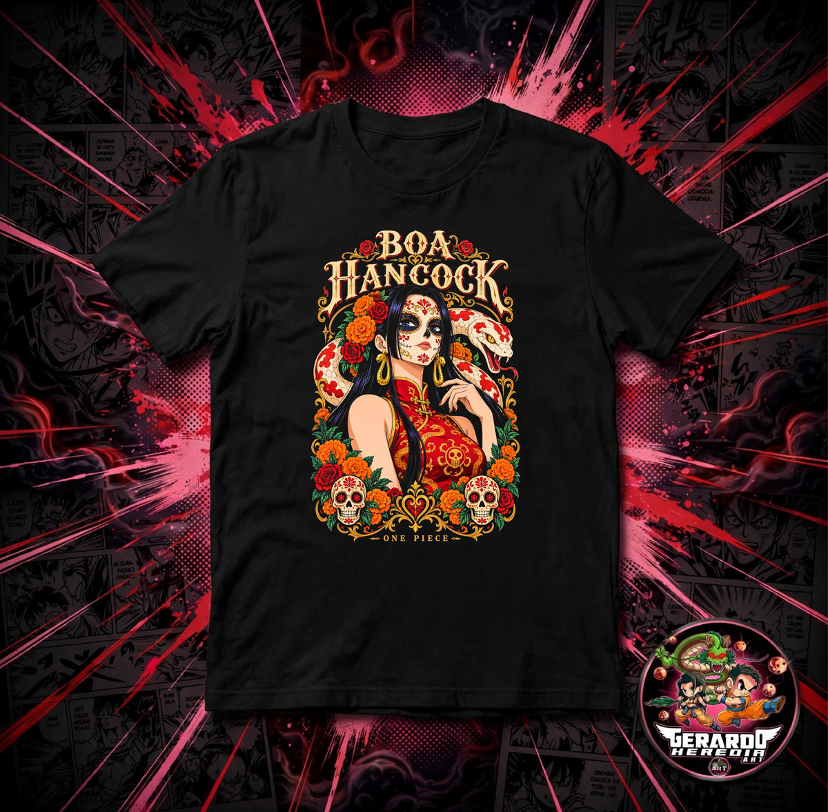One Piece Boa Hancock Day of the Dead Anime T-Shirt - H-Art Edition