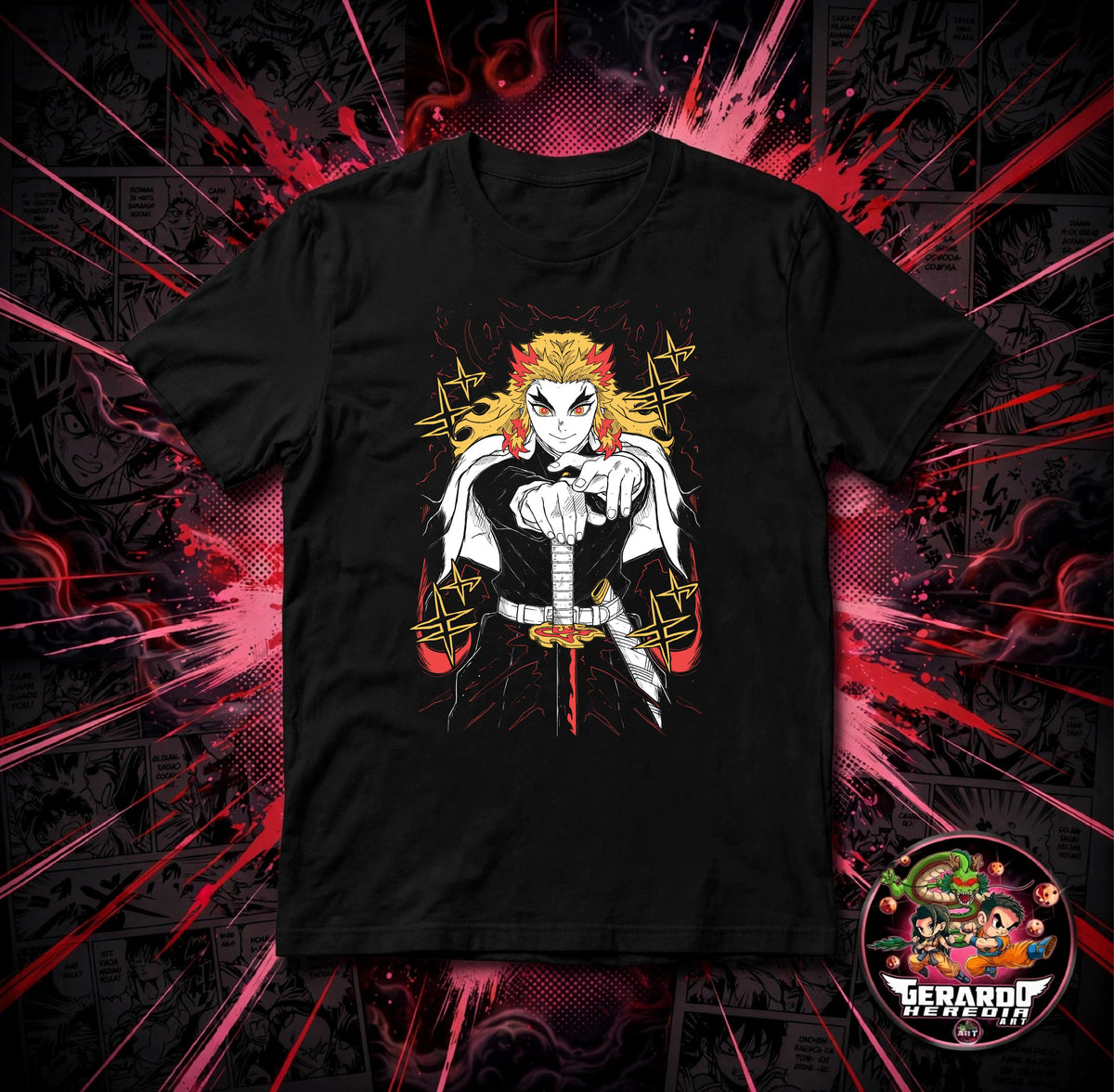 Demon Slayer Rengoku Sword Anime T-Shirt - H-Art Edition