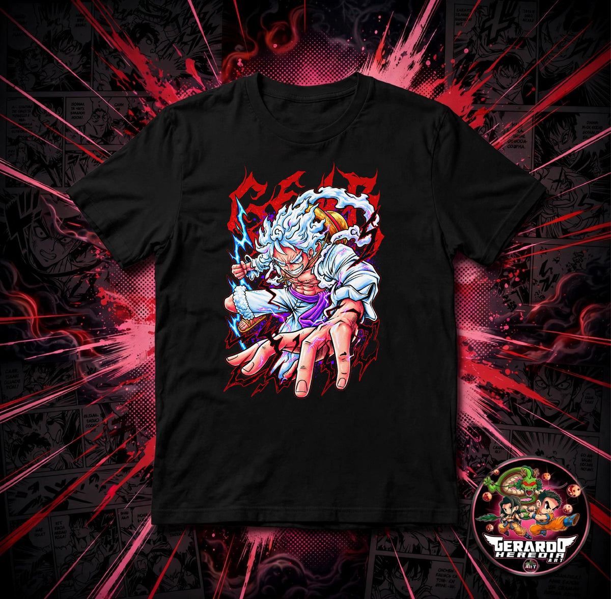One Piece Gear 5 Luffy Red Anime T-Shirt - H-Art Edition