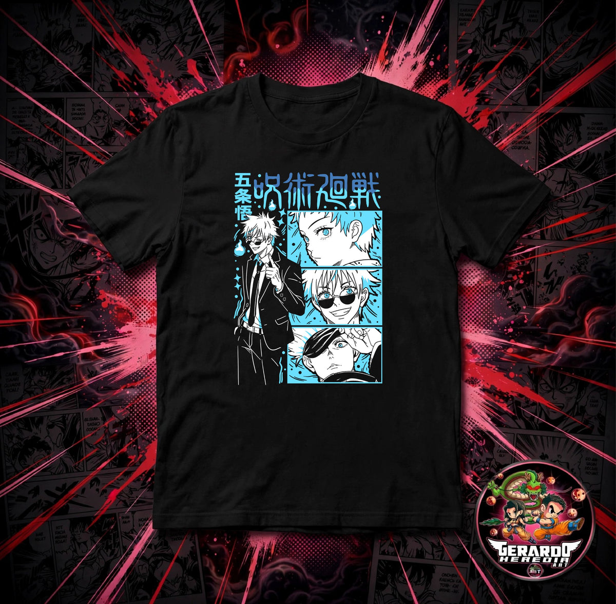 Jujutsu Kaisen Gojo Manga Panels Anime T-Shirt - H-Art Edition