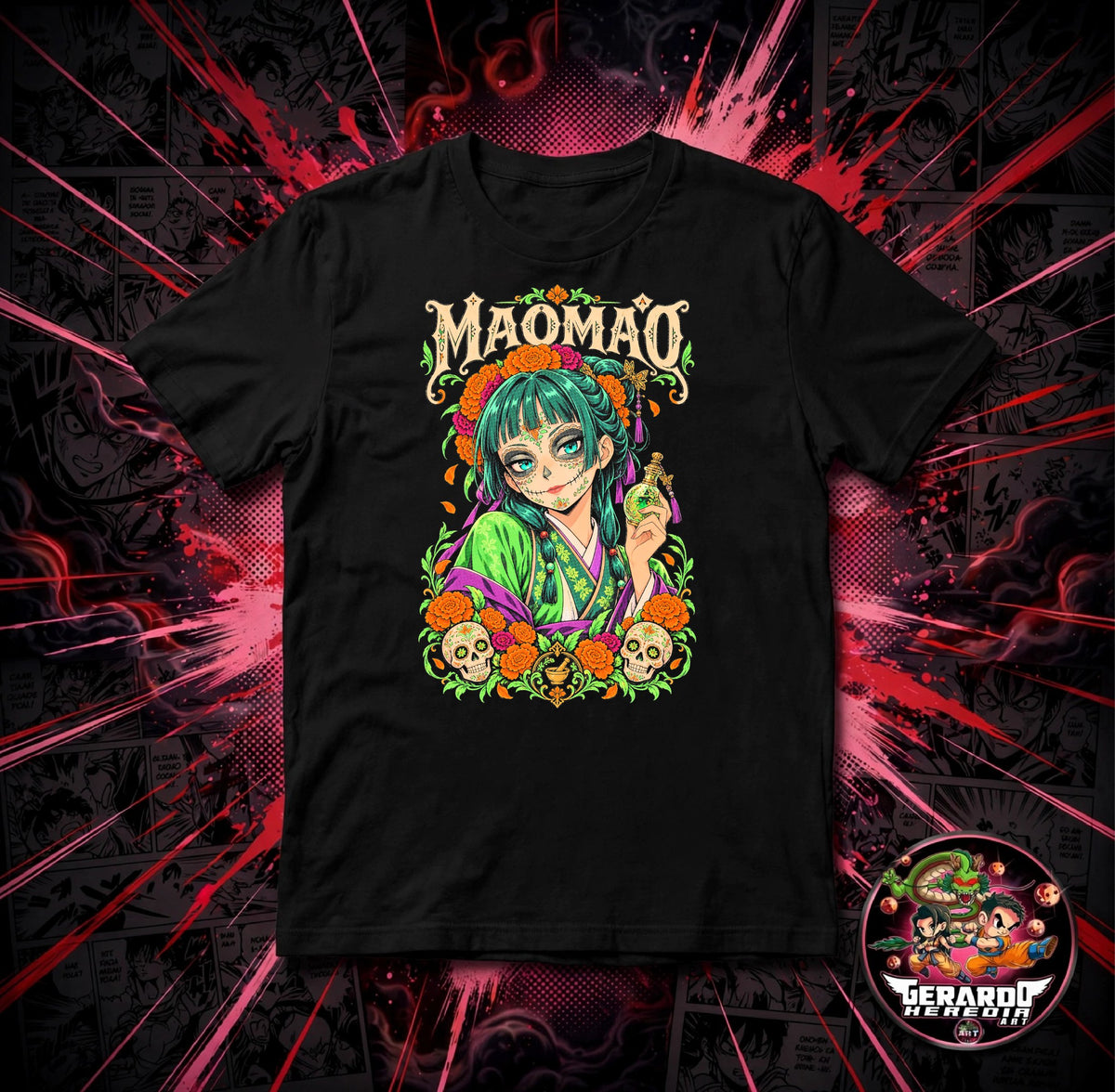 The Apothecary Diaries Maomao Day of the Dead Anime T-Shirt - H-Art Edition