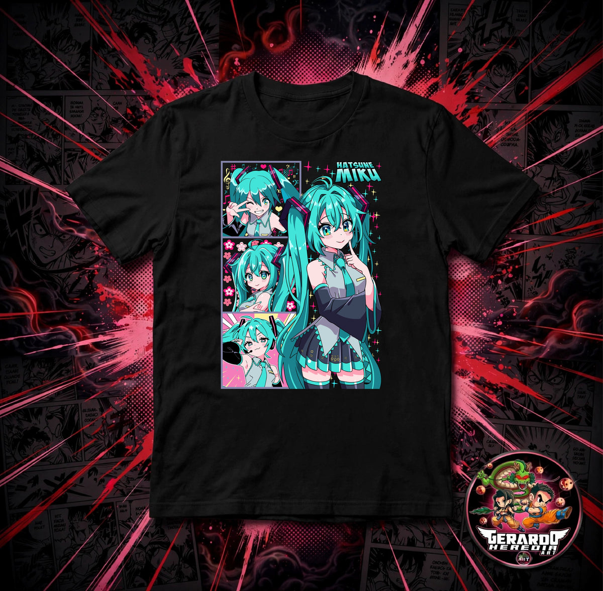 Hatsune Miku 01 Panels Anime T-Shirt - H-Art Edition