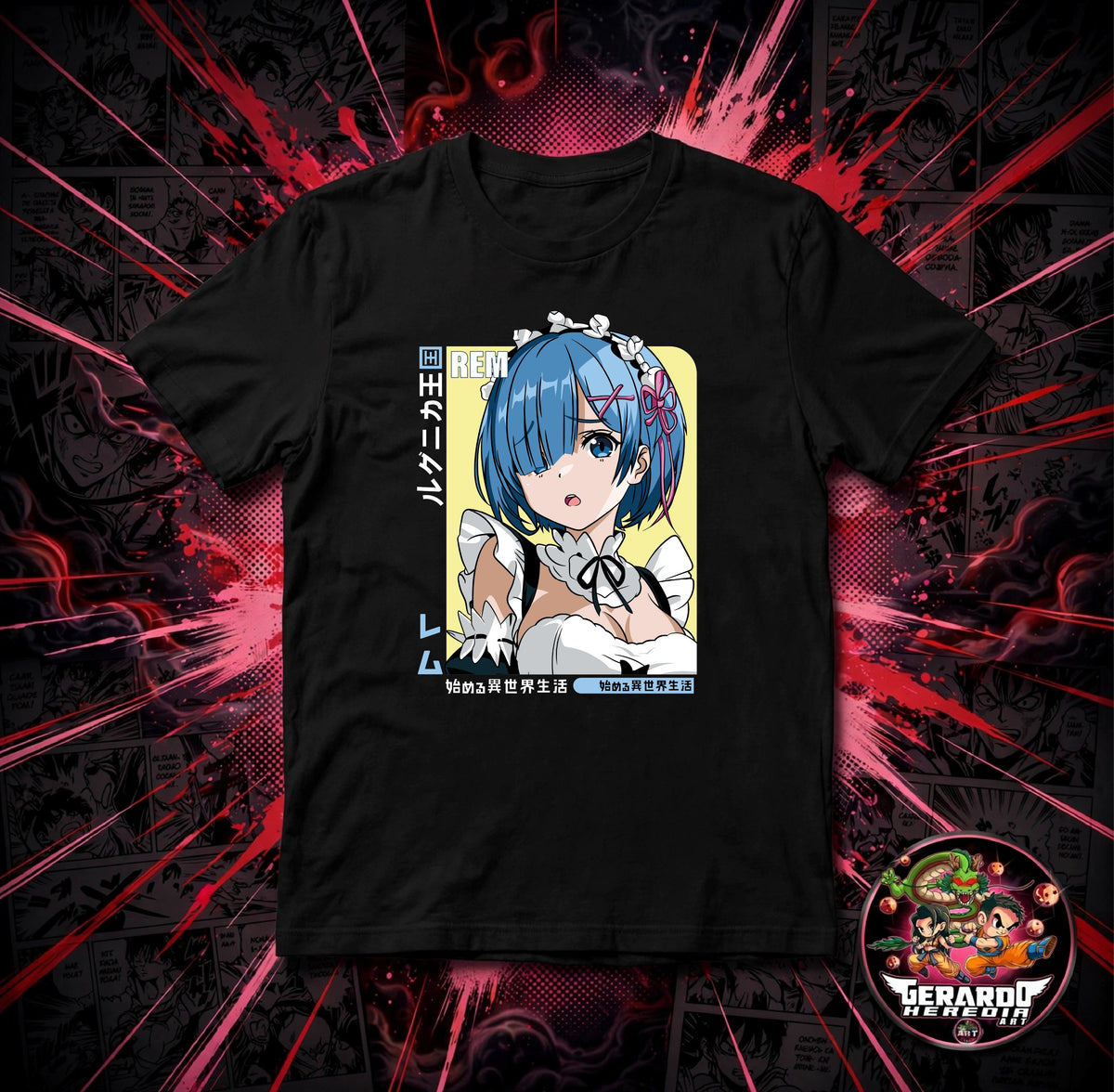 Re Zero Rem Maid Yellow Anime T-Shirt - H-Art Edition