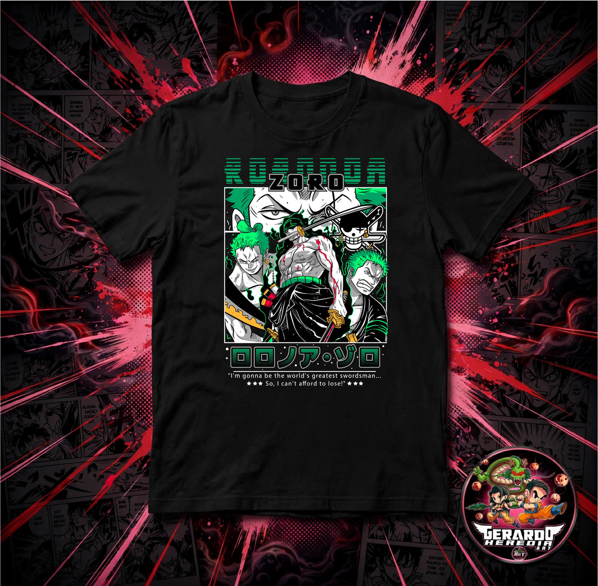 One Piece Roronoa Zoro Swordsman Anime T-Shirt - H-Art Edition