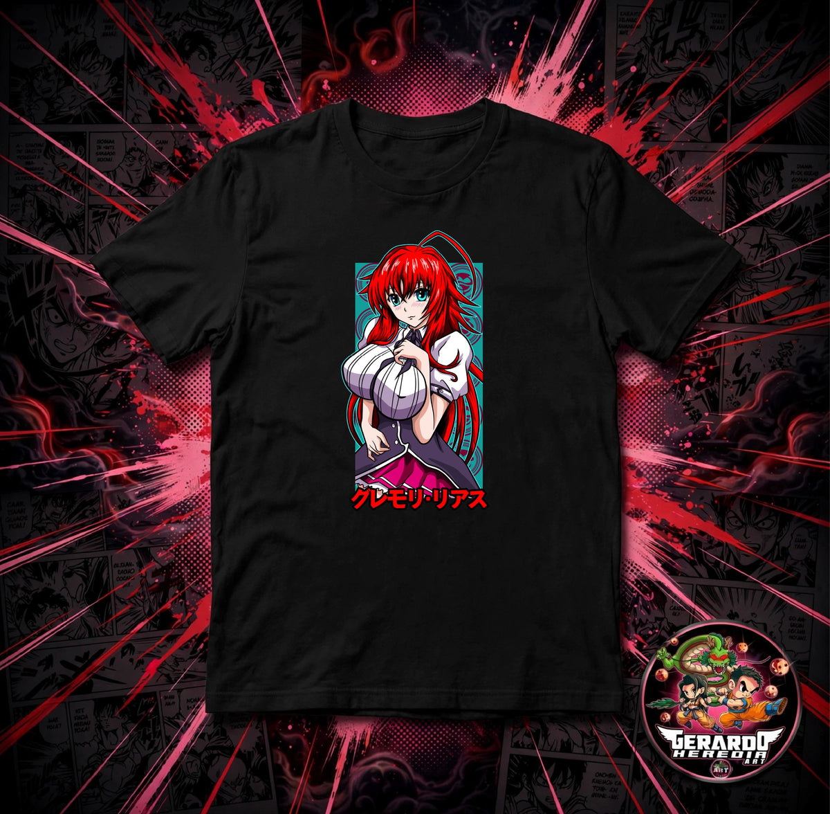High School DxD Rias Gremory Red Anime T-Shirt - H-Art Edition