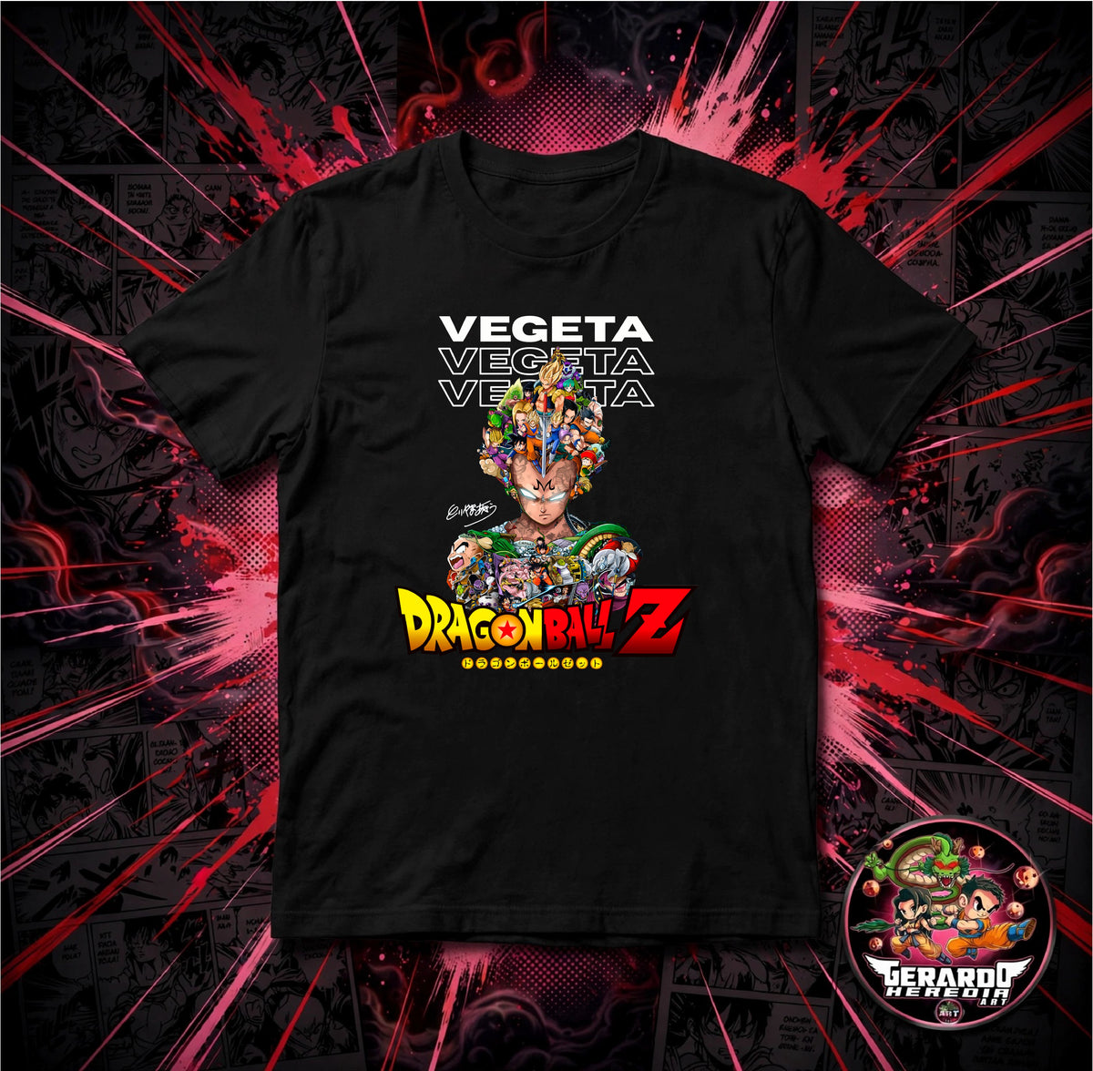 Dragon Ball Vegeta Collage Anime T-Shirt - H-Art Edition