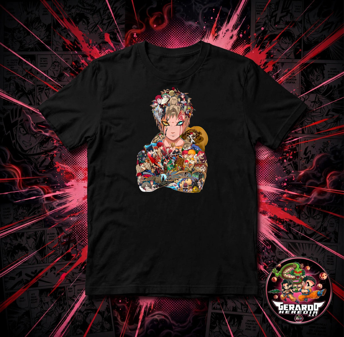 Naruto Gaara Collage Anime T-Shirt - H-Art Edition