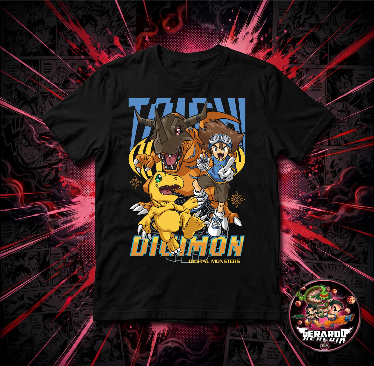 Digimon Tai Agumon Greymon Anime T-Shirt - H-Art Edition