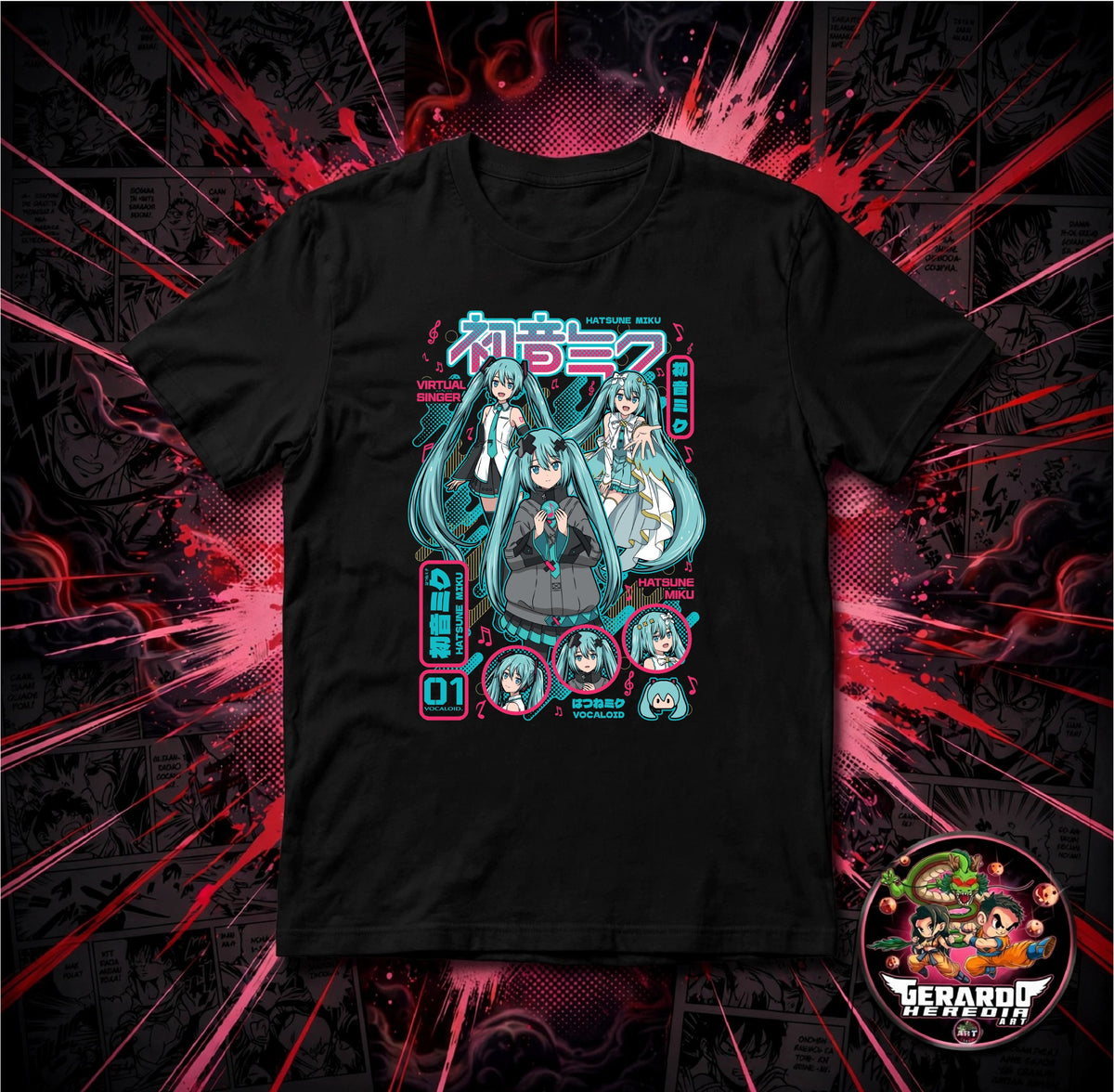 Hatsune Miku Collage Anime T-Shirt - H-Art Edition