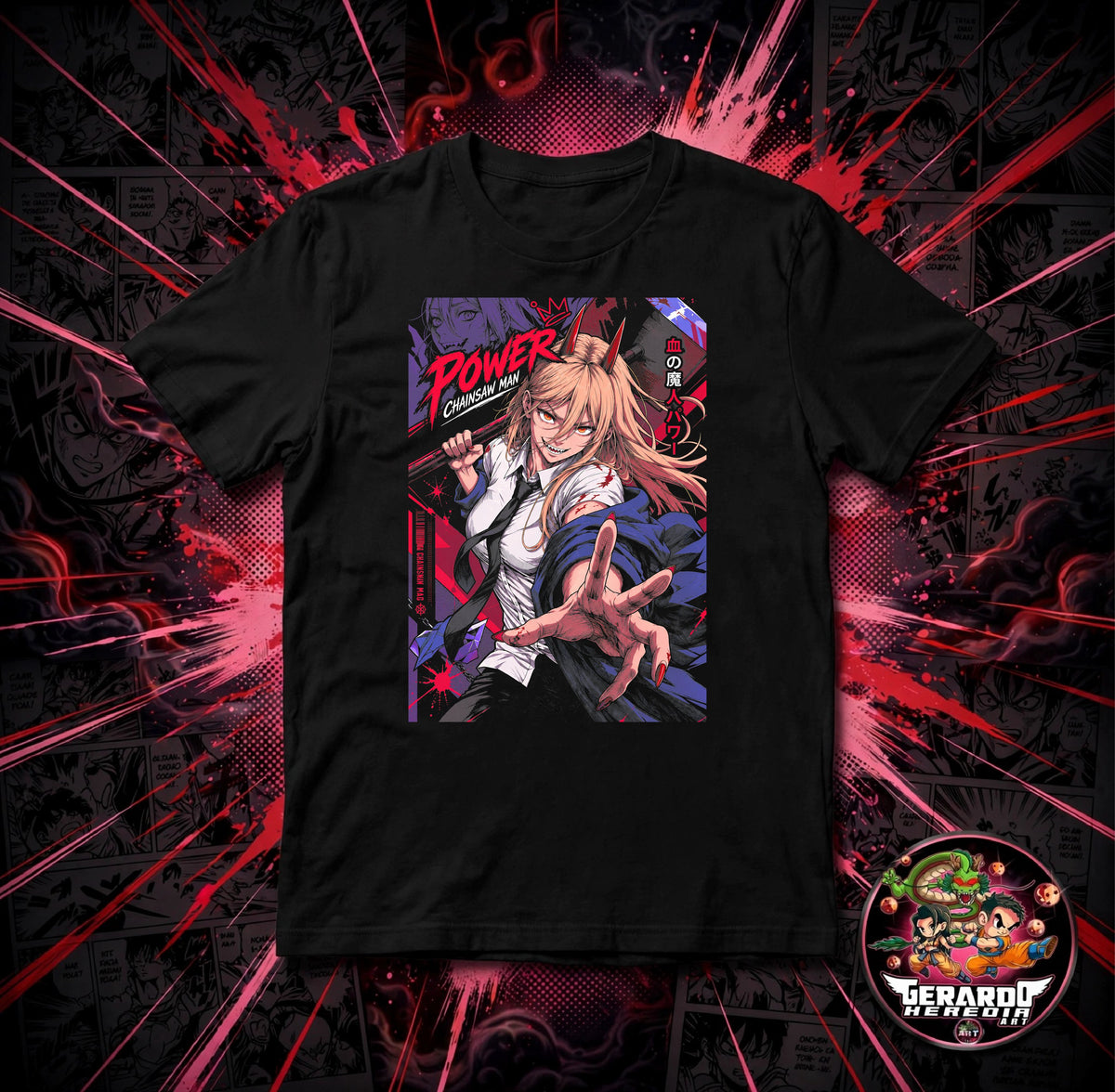 Chainsaw Man Power Blood Devil Anime T-Shirt - H-Art Edition