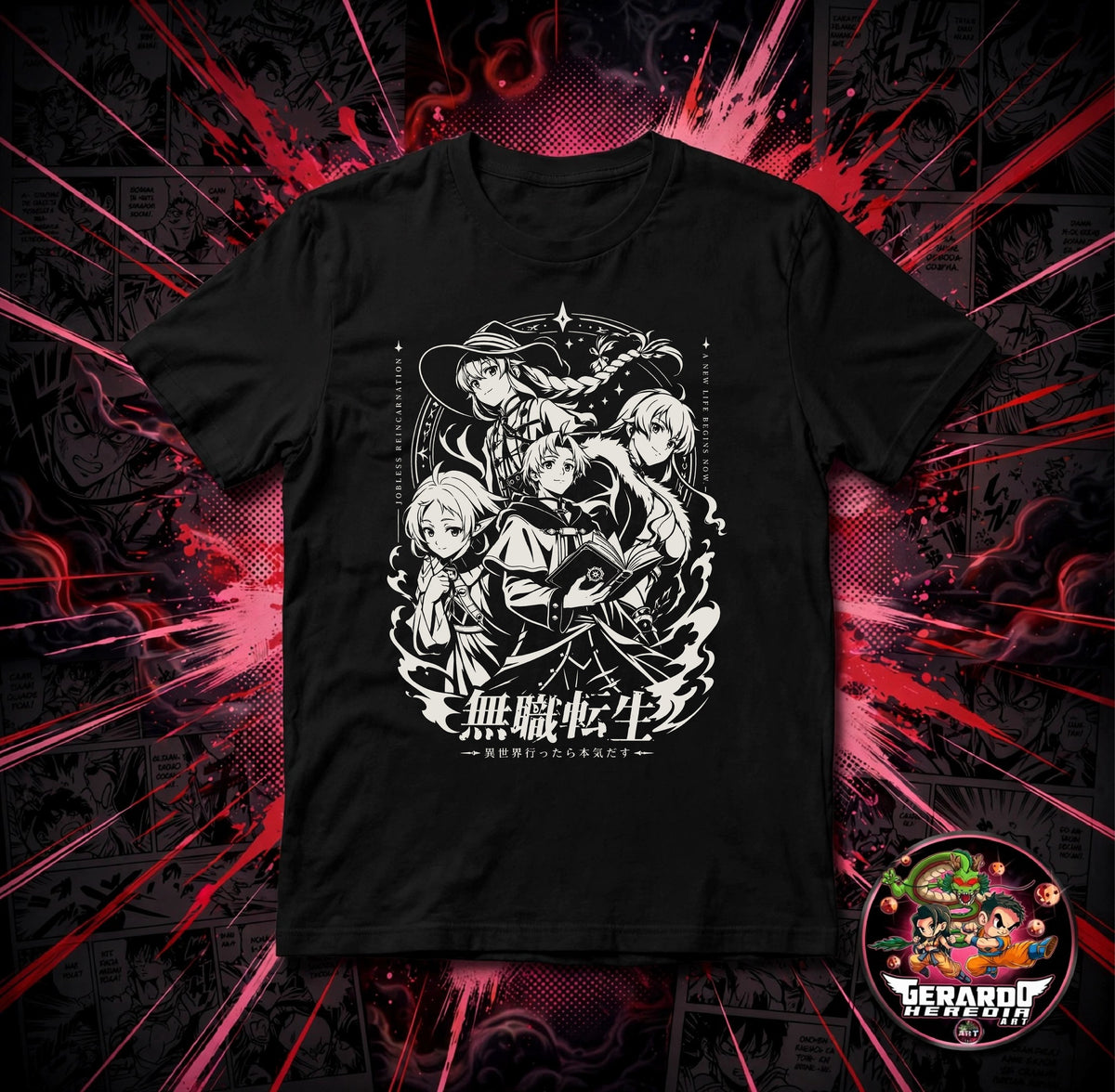 Mushoku Tensei Rudeus Group Anime T-Shirt - H-Art Edition