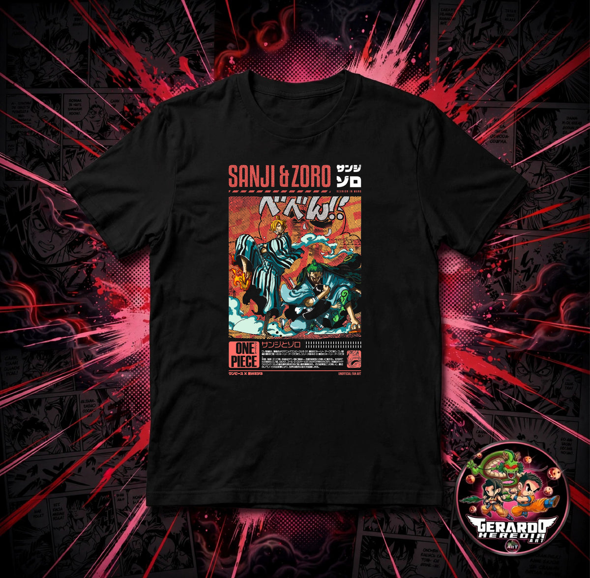 One Piece Sanji Zoro Wano Anime T-Shirt - H-Art Edition