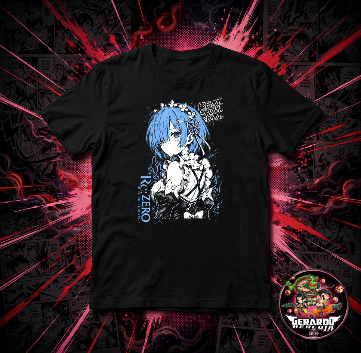 Re Zero Rem Blue Anime T-Shirt - H-Art Edition
