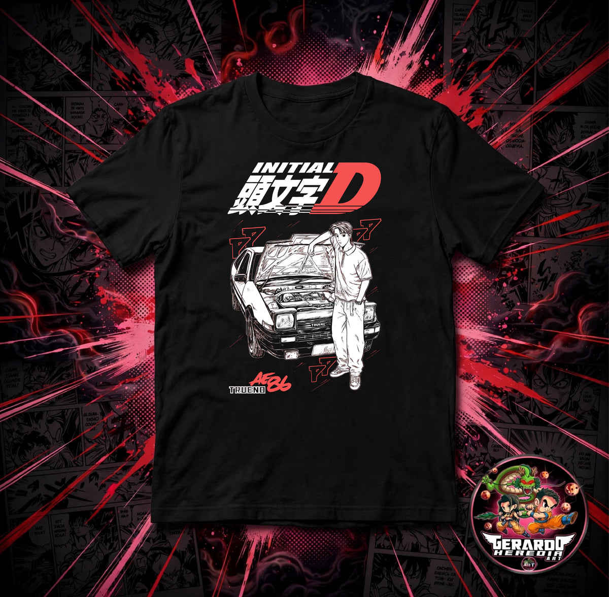 Initial D Takumi AE86 Trueno Anime T-Shirt - H-Art Edition