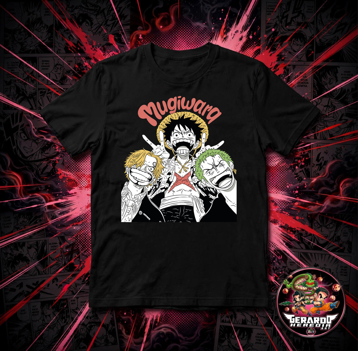 One Piece Mugiwara Luffy Sanji Zoro Anime T-Shirt - H-Art Edition
