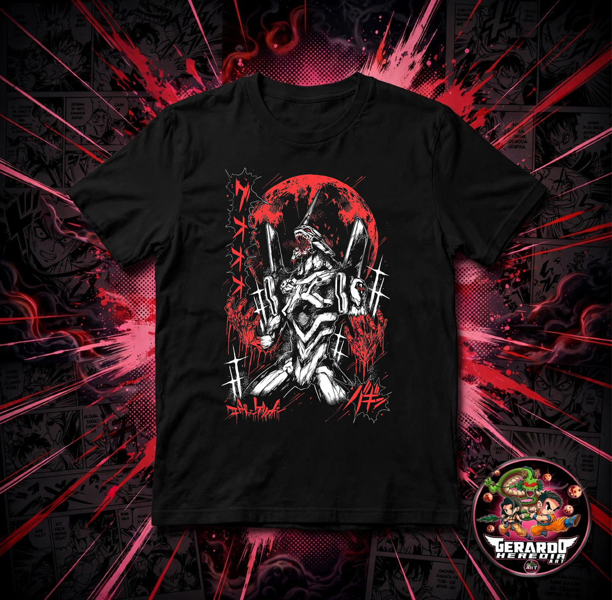 Neon Genesis Evangelion Unit-01 Red Moon Anime T-Shirt - H-Art Edition