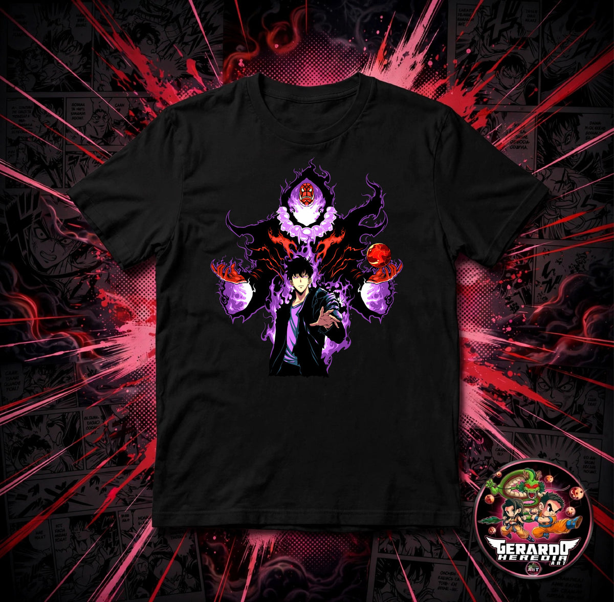 Solo Leveling Sung Jinwoo Shadow Monarch Anime T-Shirt - H-Art Edition