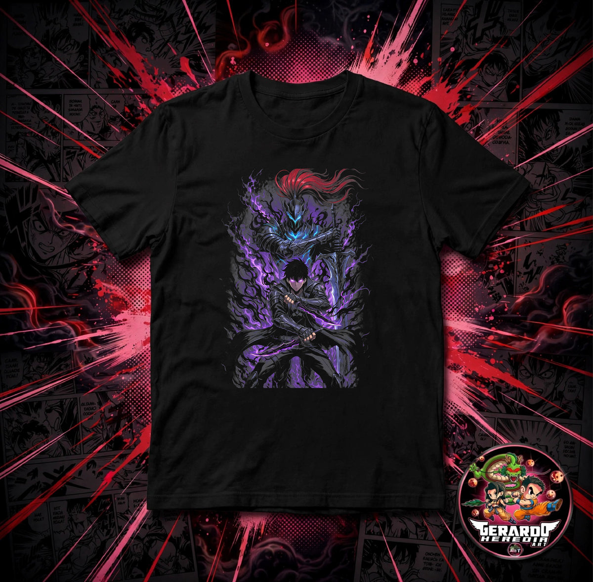Solo Leveling Sung Jinwoo Igris Anime T-Shirt - H-Art Edition