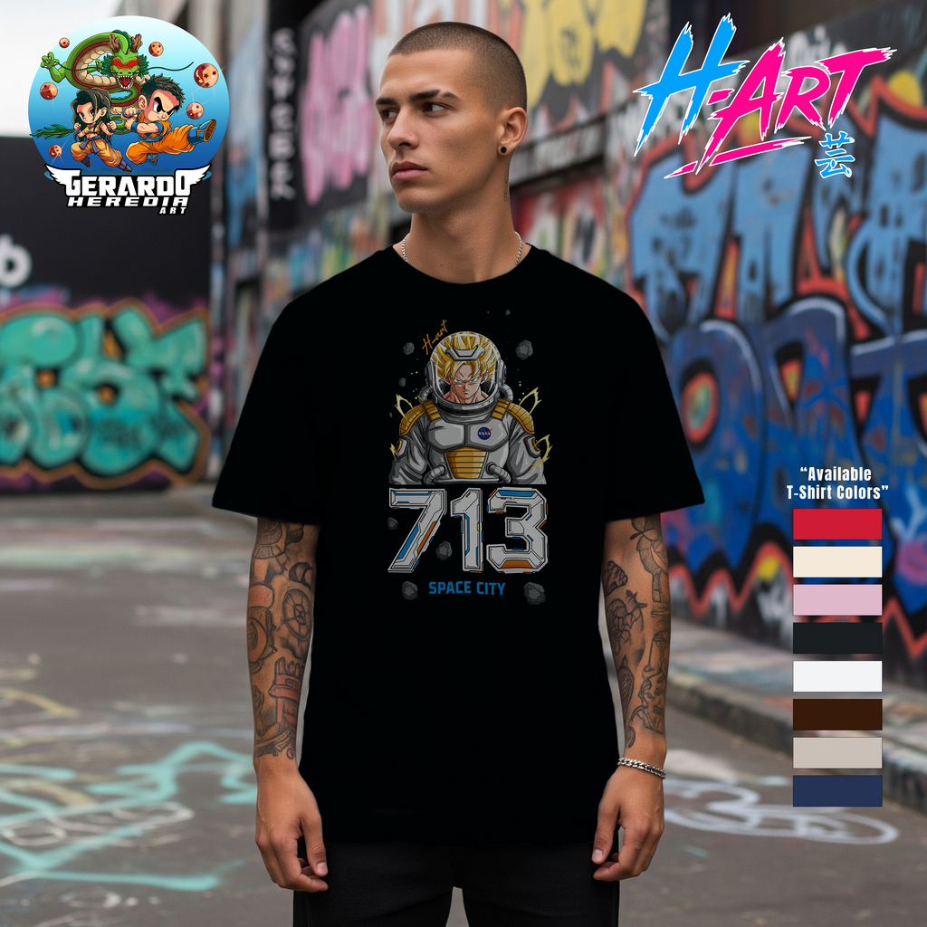 Playera 713 Space City – Saiyajin Espacial 🚀