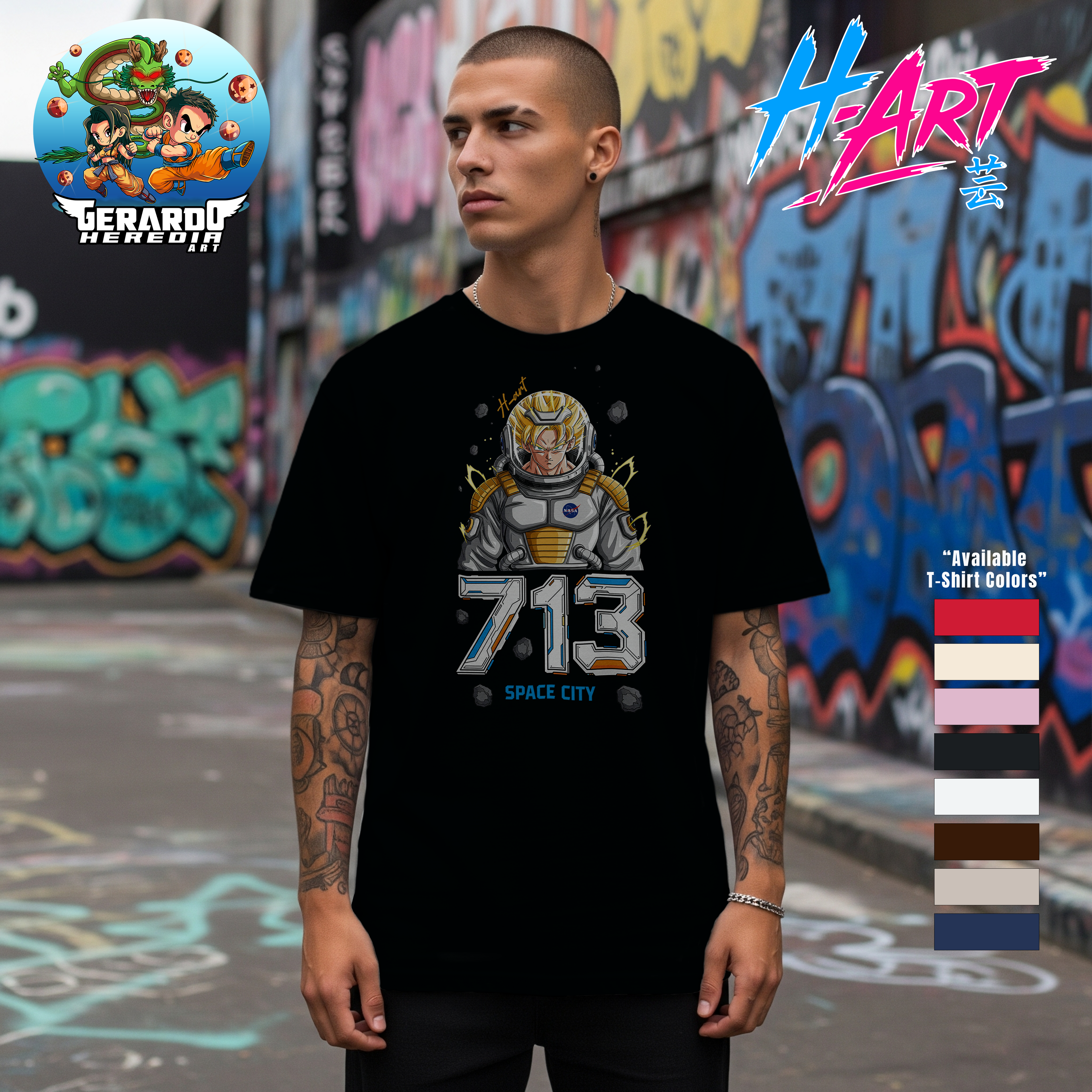 Playera 713 Space City – Saiyajin Espacial 🚀