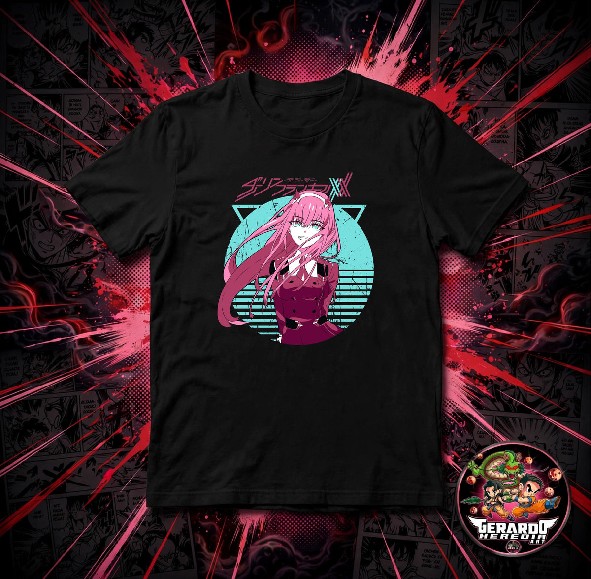 Zero Two Retro Sunset Anime T-Shirt - H-Art Edition