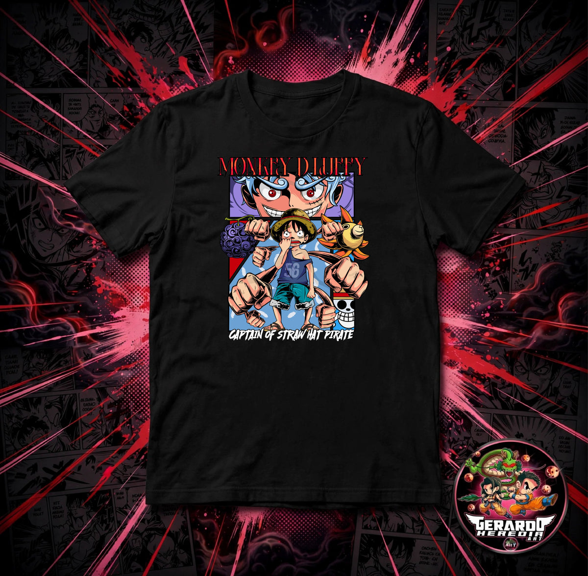 One Piece Monkey D Luffy Captain Anime T-Shirt - H-Art Edition