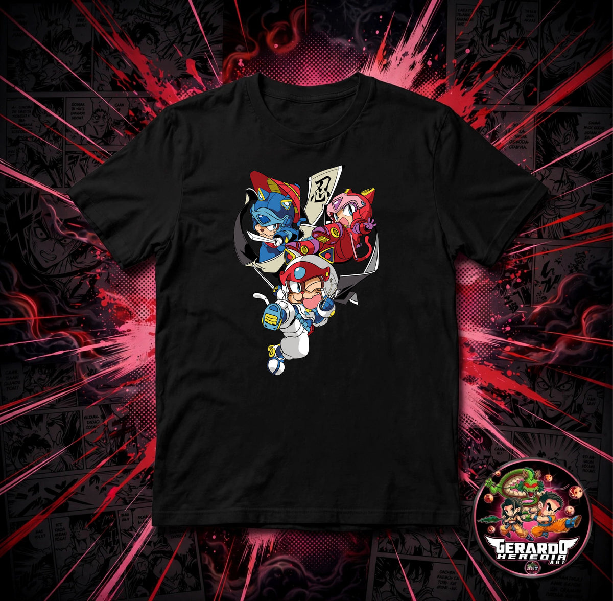 Samurai Pizza Cats Retro Cartoon T-Shirt - H-Art Edition