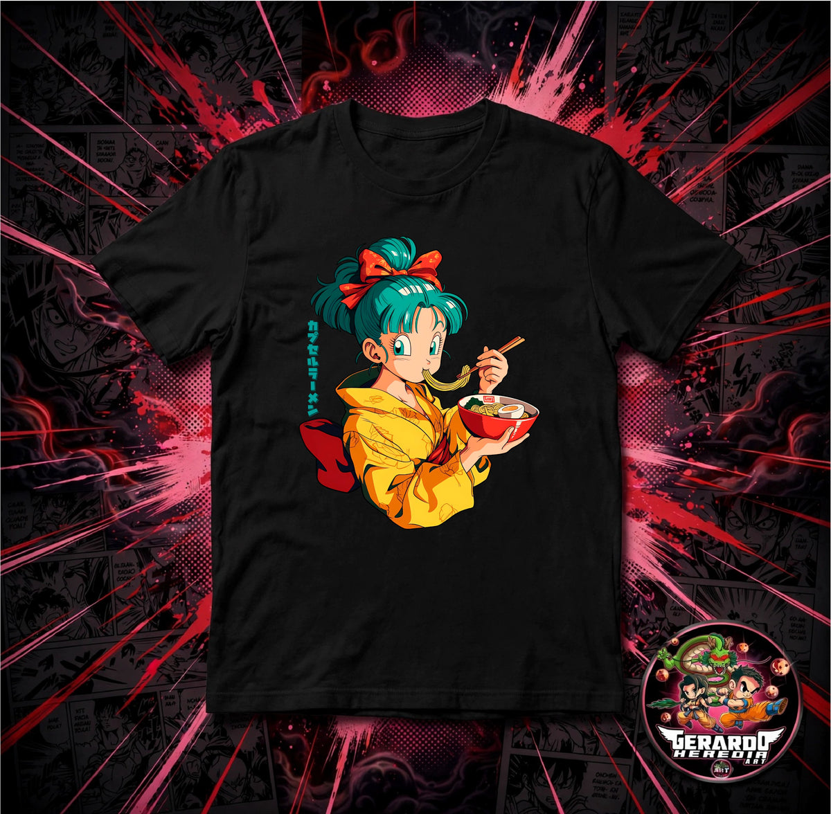 Dragon Ball Bulma Ramen Anime T-Shirt - H-Art Edition