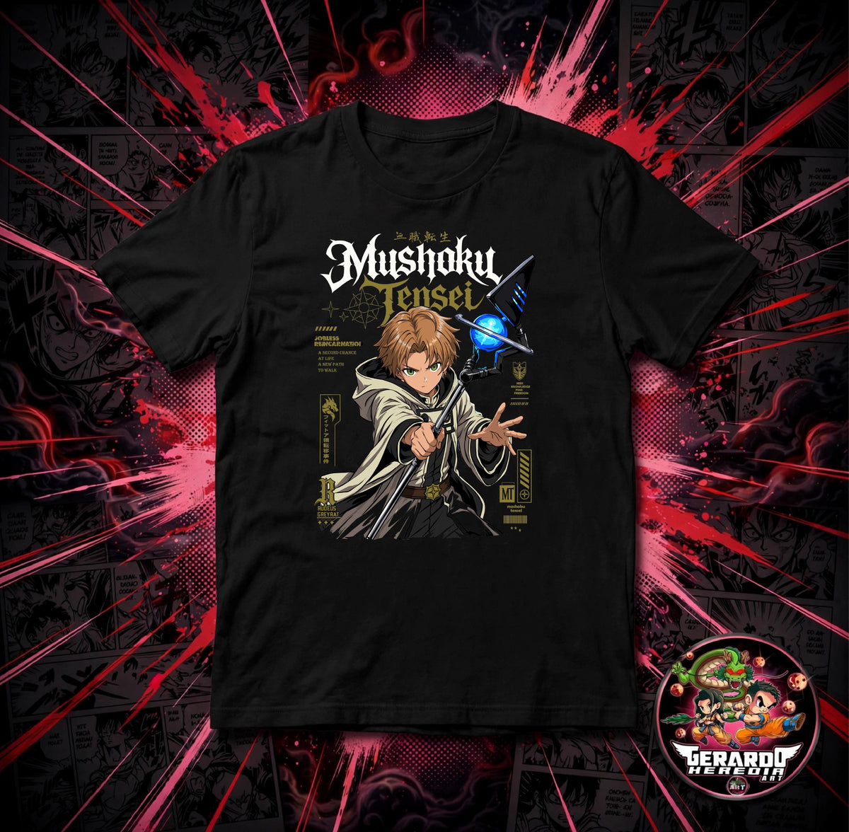 Mushoku Tensei Rudeus Mage Anime T-Shirt - H-Art Edition