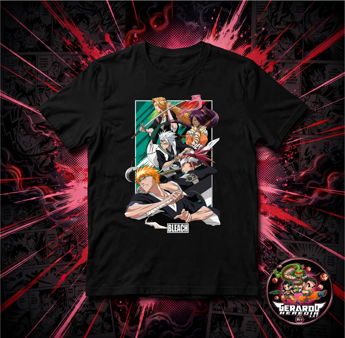 Bleach Soul Reapers Group Anime T-Shirt - H-Art Edition