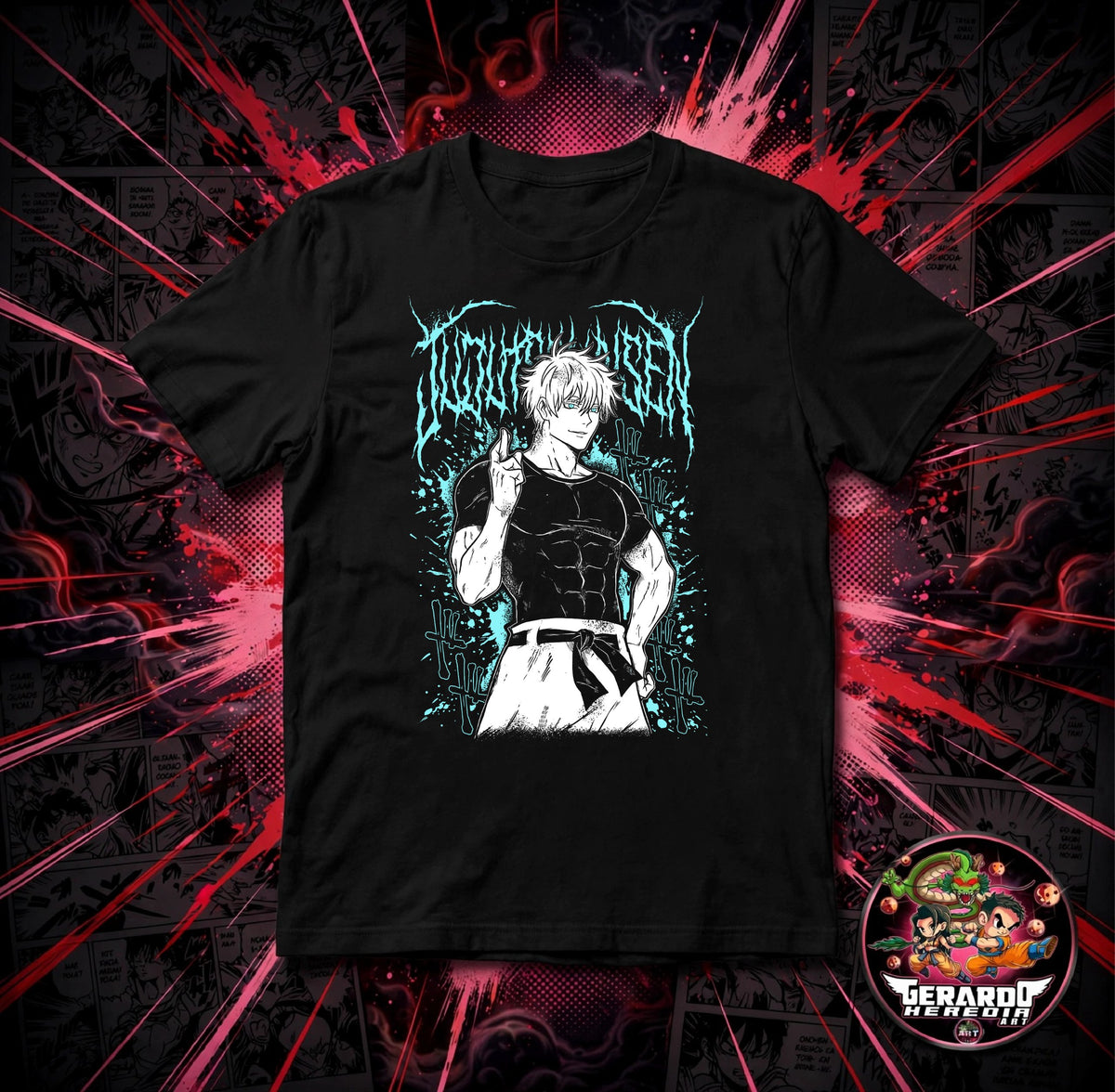 Jujutsu Kaisen Gojo Death Metal Anime T-Shirt - H-Art Edition