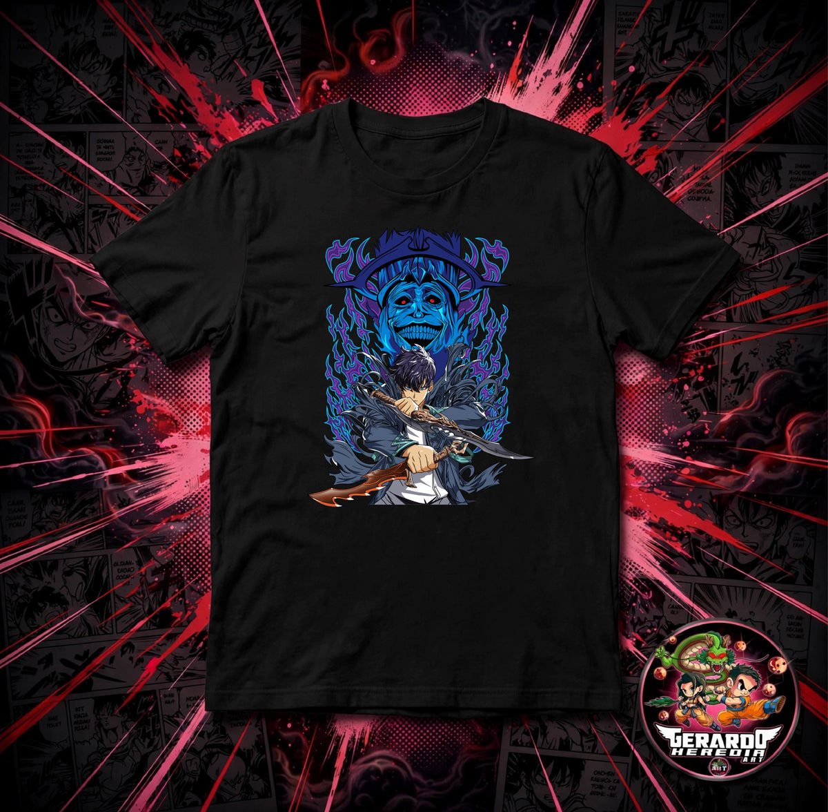 Solo Leveling Sung Jinwoo Dagger Anime T-Shirt - H-Art Edition