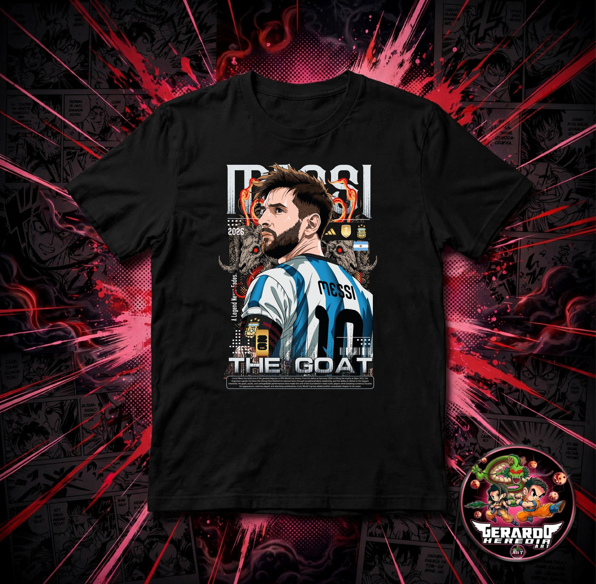 Messi The GOAT Argentina Soccer T-Shirt - H-Art Edition