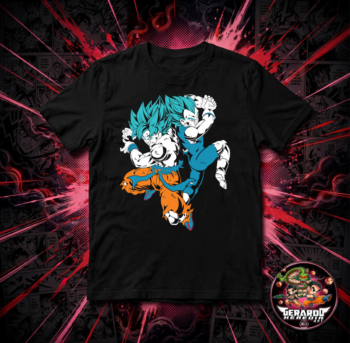 Dragon Ball Goku Vegeta Super Saiyan Blue Anime T-Shirt - H-Art Edition