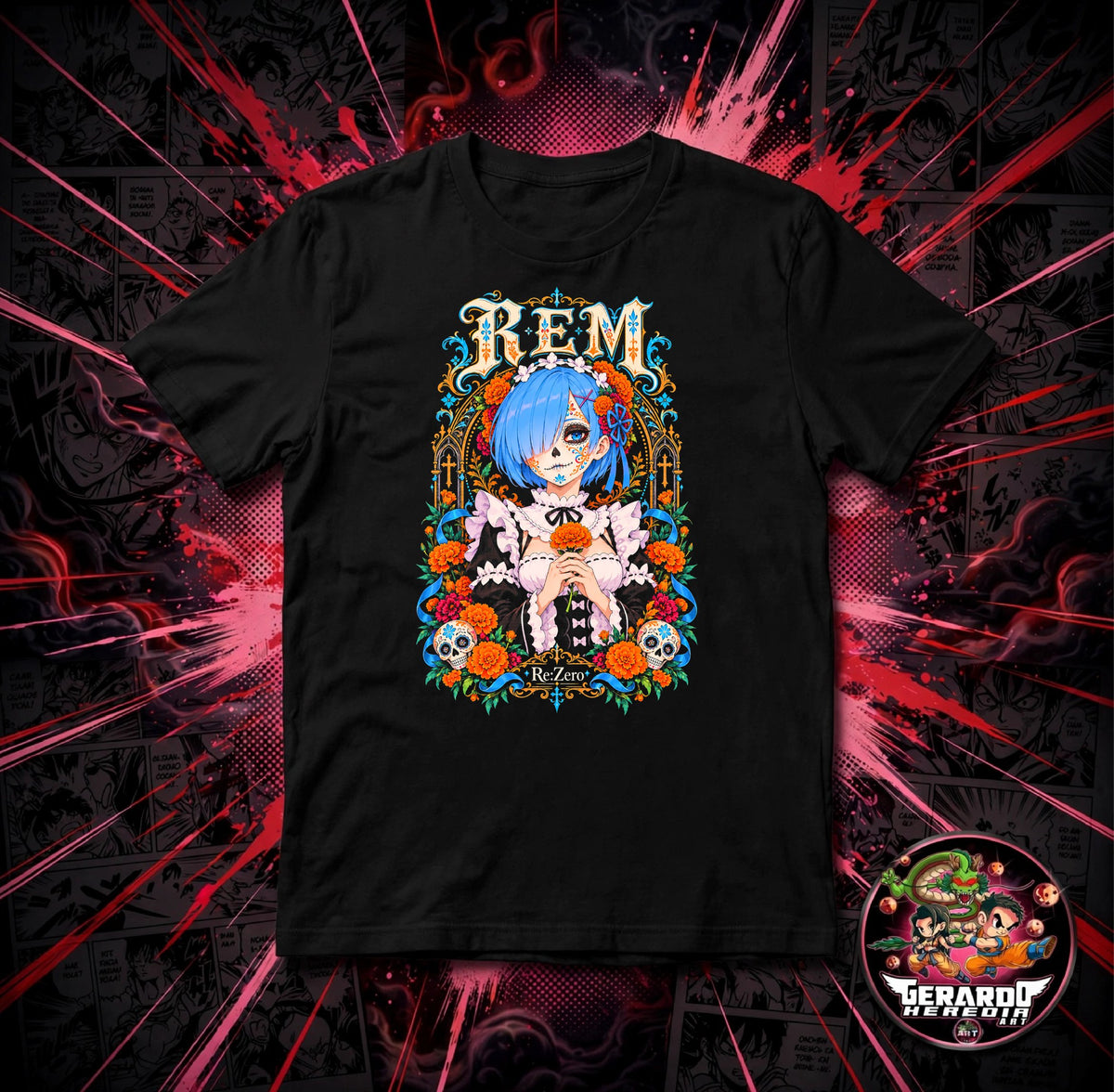 Re Zero Rem Day of the Dead Anime T-Shirt - H-Art Edition