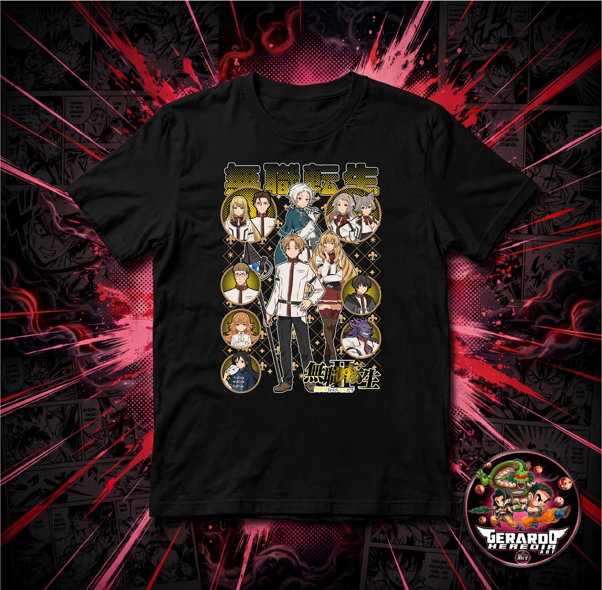 Mushoku Tensei Group Anime T-Shirt - H-Art Edition