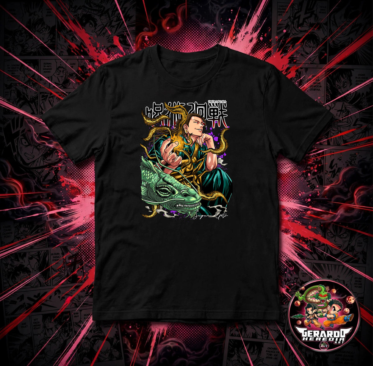 Jujutsu Kaisen Geto Suguru Dragon Anime T-Shirt - H-Art Edition