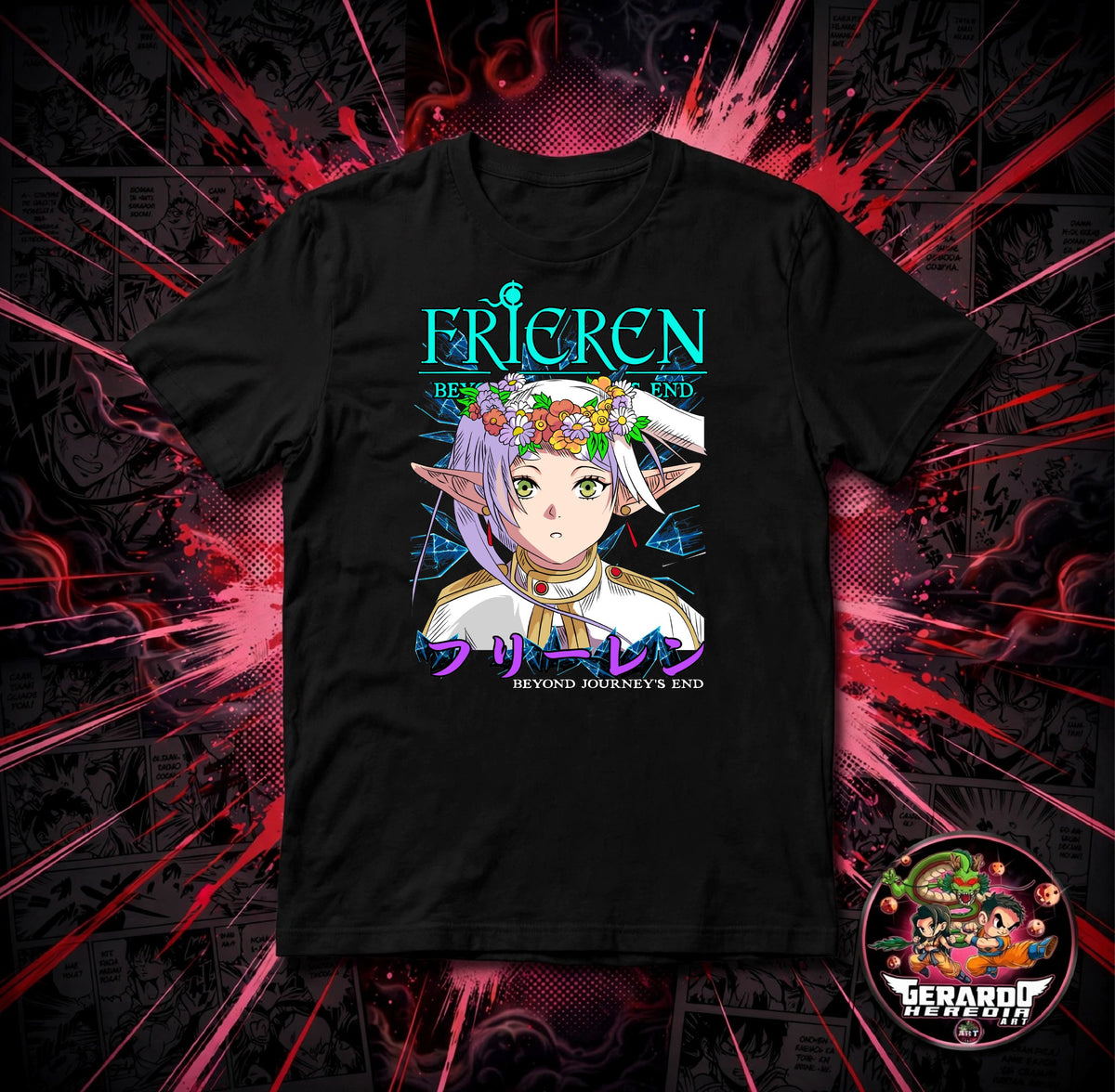 Frieren Flower Crown Anime T-Shirt - H-Art Edition