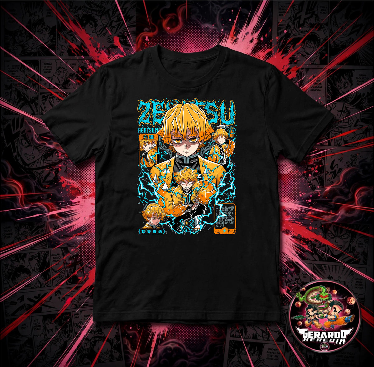 Demon Slayer Zenitsu Agatsuma Anime T-Shirt - H-Art Edition