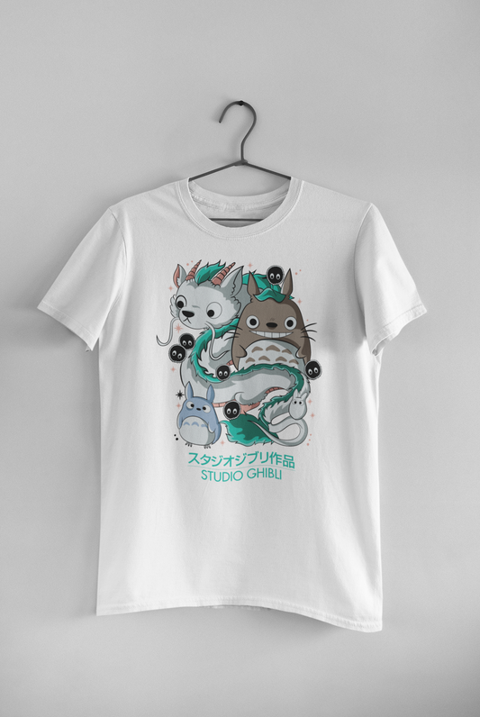 Studio Ghibli Mix (Totoro + Haku + Kodamas)  “Studio Ghibli Dream Creatures Tee – Totoro x Haku Edition”